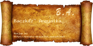 Baczkó Angyalka névjegykártya